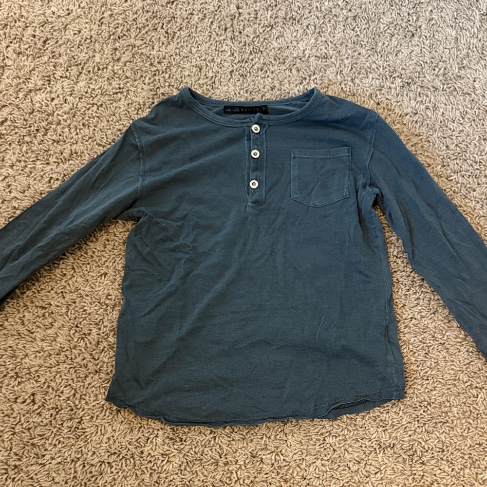Long-Sleeve Henley Shirt for Kids - dark navy